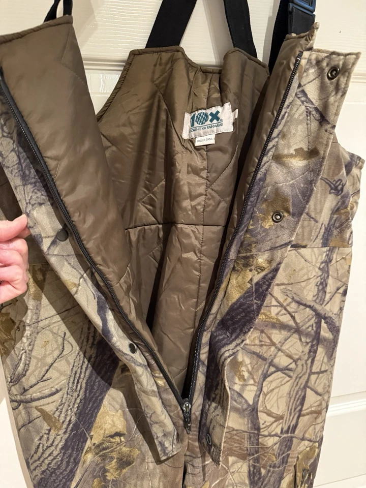 Real Tree 10X Gore-tex Bibs Rainwear Camo Hunting Size L Waist 38-40 - Image 3 of 4