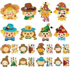 32 Sets Fall Scarecrow Crafts, Autumn Thanksgiving DIY Scarecrow Crafts Stick...