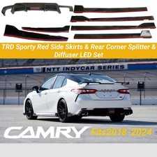 Fits Toyota Camry 2018-24 Trd Style Black Red Trim Side Skirts Diffuser Body Kit