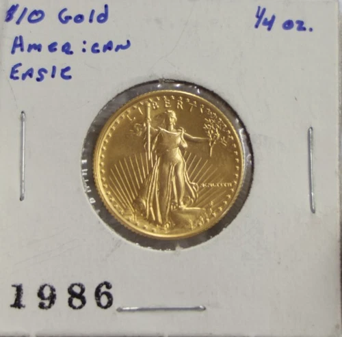 1986 US $10 1/4 oz Gold Eagle Gem Unc (Key Date)