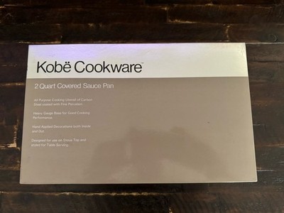 KOBE JAPAN COURTNEY METAL ENAMELWARE FLORAL WOOD HANDLE SAUCE PAN WITH LID NICE
