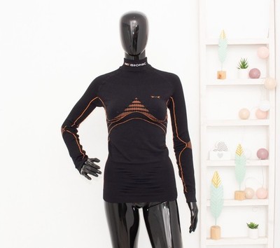 X-Bionic Shirt Energy Accumulator Black/Orange Long Sleeve Base Layer Womens S/M