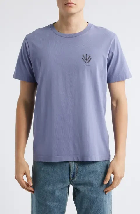 $128 NWT Rag&Bone Men's Short Sleeve Dagger Tee In Washed Purple Size: Medium