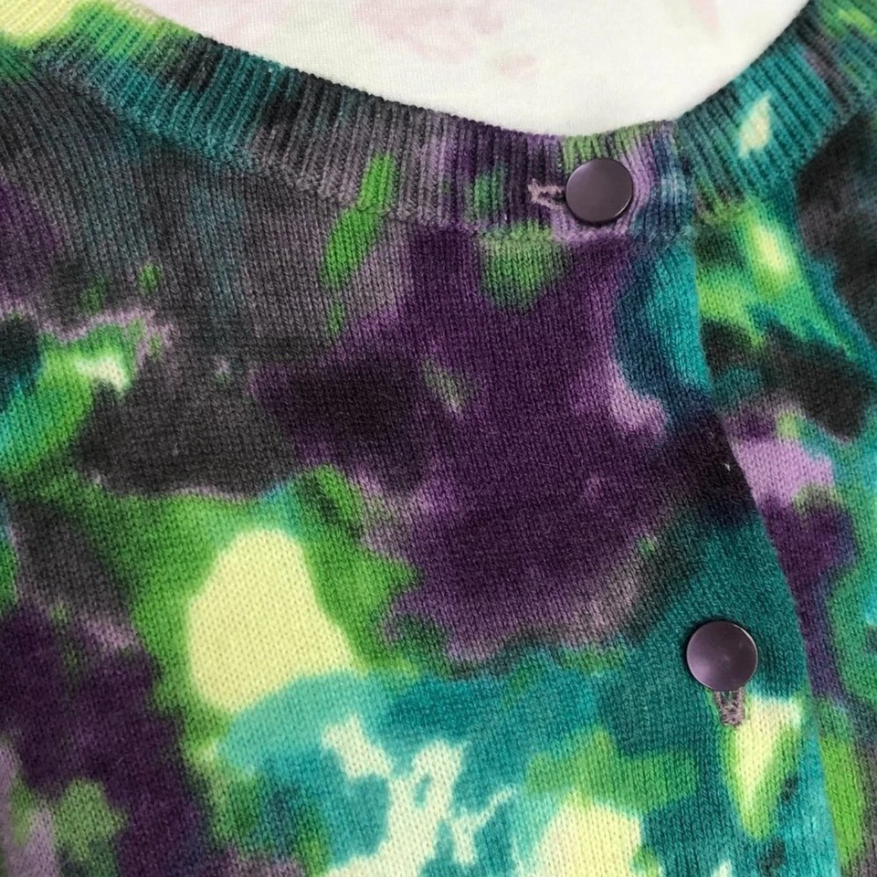 Talbots мягкий ангорской смеси кнопка спереди кардиган, размер M, фиолетовый, зеленый, синий - Изображение 4 из 4