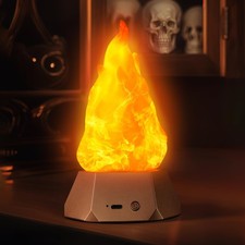 Flickering Flame Lamp USB Powered Rechargeable, 3D Fake Fire Night Light with...