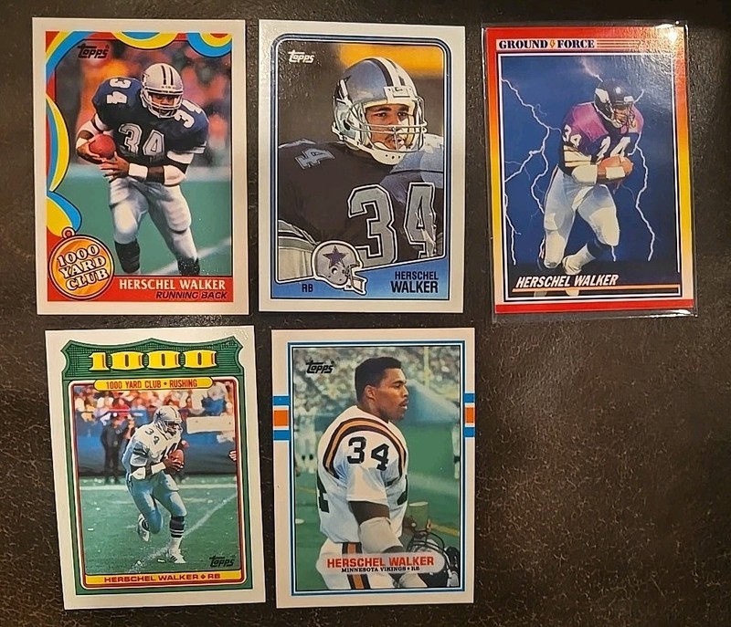 Herschel Walker Lot Of 5 Cards Cowboys Vikings NFL