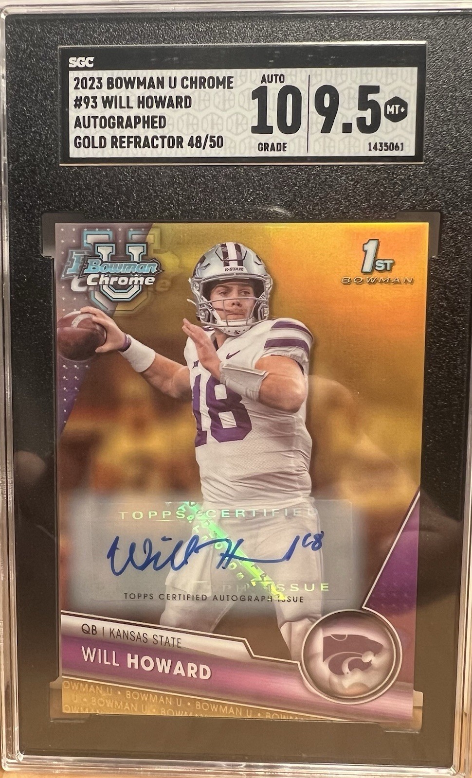 2023 Will Howard Bowman U Chrome 1st GOLD REFRACTOR AUTO #/50 SGC 10/9.5 GEM