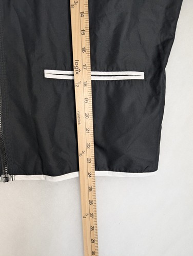 XL Vintage Y2K Adidas Black Windbreaker Jacket Short Length Back Vent 3 Stripe - Picture 9 of 9