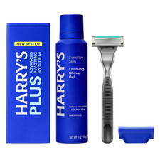 plus Trial Shaving Kit for Men - Premium Handle, Razor Blade Cartridge, Foaming