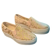 KEDS X rifle paper Co triple decker Forest blush slip on women’s 5 sneaker NEW