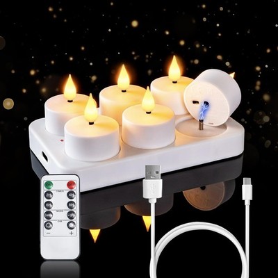 Homemory Rechargeable Tea Lights Flameless Candles Remote Timer Battery