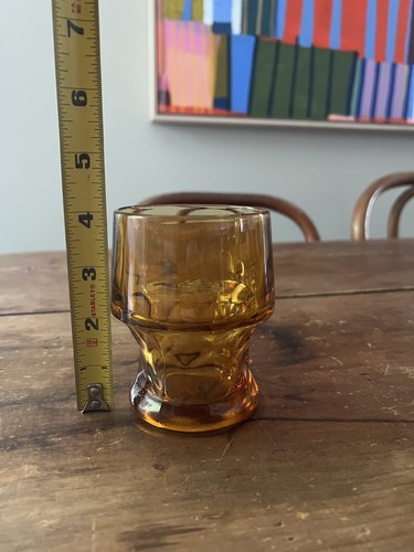 Set Of 10 MCM Anchor Hocking Georgian Honeycomb Thumbprint Amber Glasses 4 Inch - Picture 8 of 8