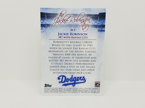 2015 Topps #JR-3 Jackie Robinson, Monarchs - The Jackie Robinson Story Insert - Picture 2 of 2
