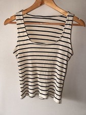 Women's Primark White And Black Ribbed Vest Top Size 14/16