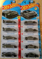 Hot Wheels Lot of 10, 5 Black Ferrari F 40 Competizone 5 Gray SF90 Mainline