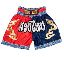 Kid Muay Thai Boxing Shorts US, Age, 9 Years, 12 Years, Red/Blue 