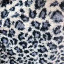 Faux Fur Fabric, Leopard Print, Gray, Soft Short Pile FFS04 - By the Yard