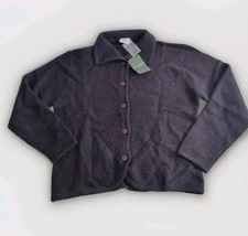 Laura Ashley Vintage Deadstock Navy Boiled Wool Cardigan Jacket L BNWT RRP 199