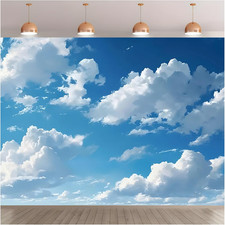 Blue Sky White Clouds 7X5Ft Polyester Photo Backdrop Photography Background Bann