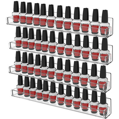 Nail Polish Shelf for Wall,15 Inch 4 Pack Hanging Clear Nail Polish Wall Organiz