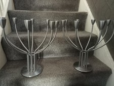 Vintage PAIR IKEA STOCKHOLM 8-Arm Candle Holder Candelablra Stainless Steel MCM.