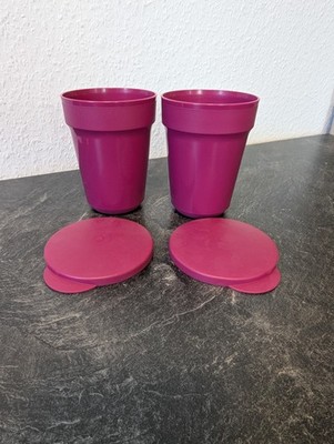 Tupperware 2 Aloha Becher 470ml mit Deckel lila NEU Trinkbecher