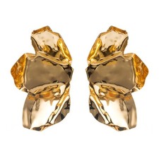 Bohemian Flower Petal Earring for Women Large Metal Flower Drop Earrings Unique