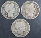 1901-POS 50C BARBER SILVER HALVES 3 Coins KM# 116 Grade: AG/G A7942