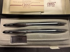 Cross 3501 Lustrous Chrome Ball Pen  Pencil Set w/ Box, vintage c. 1986-1987