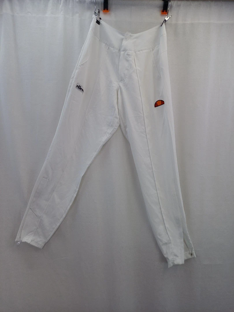 Ellesse Champ White Track Pant Zip Up Ankles Pockets Size S BNWT