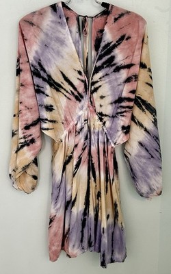 NWT Surf Gypsy Juniors L 11/13 Blue Pink Tie Dye Dress/Beach Cover Up Tassel Tie
