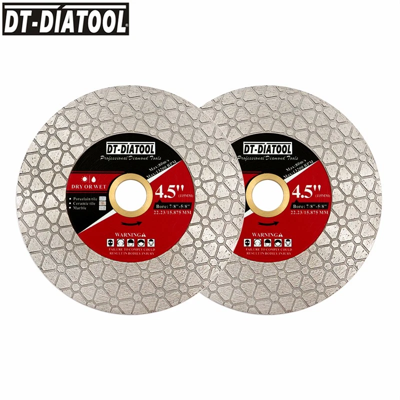 DT-DIATOOL 2 Stück 115mm Diamant Dreieckssägeblätter Keramikfliesen Trenn/Schleifscheiben