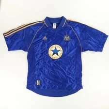 VTG Adidas Newcastle United Satin Solid V-Neck Jersey Blue Men's XL