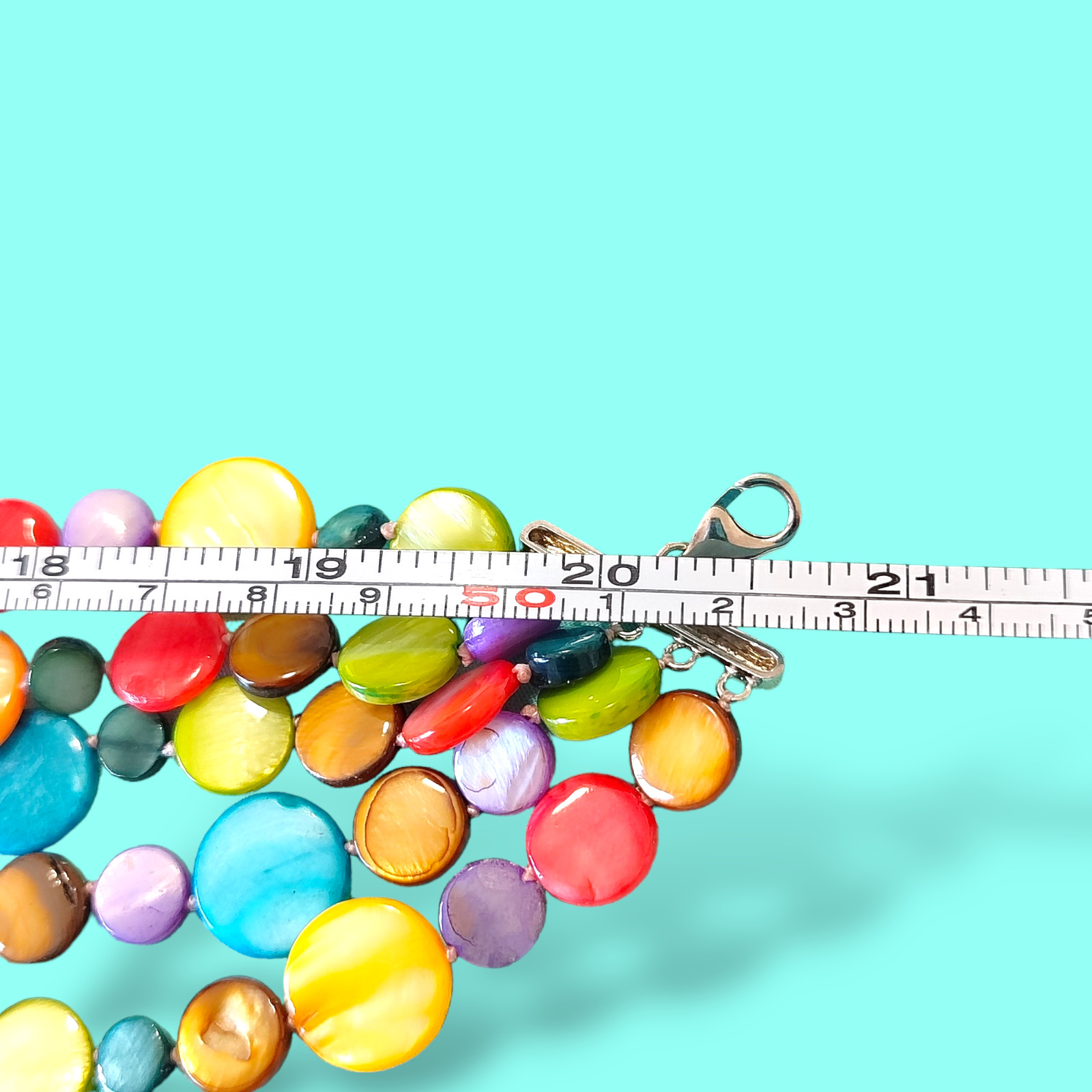 Colorful Rainbow Dyed Shell Disk Multi Strand Nec… - image 5