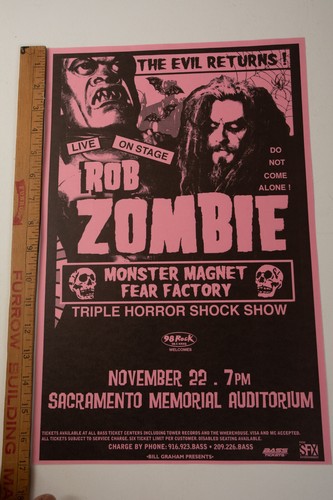 Rob Zombie (M1L) Concert Poster (JSF6) Sacramento Memorial Auditorium 1998? - Picture 2 of 4