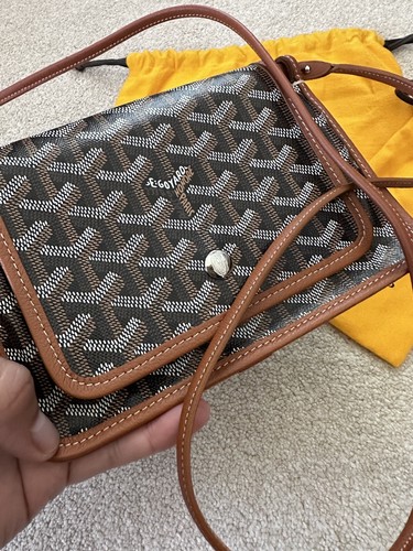 GOYARD PLUMET Crossbody Shoulder Bag Pochette Purse PVC Noir Excellent Condition - Picture 2 of 13