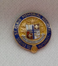 VINTAGE 10K GOLD FILLED ENAMELED ST CLAIR MEMORIAL HOSPITAL SERVICE AWARD PIN