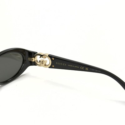 Gucci GG1421S Womens Cat Eye Sunglasses Black Gold Logo Italy 51mm