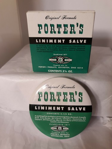 Vtg Porter s Liniment Salve 2 25 Oz Famous Original Formula Ointment 