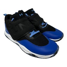 Under Armour Zone BB Grade School Kids Basketball Shoe Black Tech Blue Boys 7Y