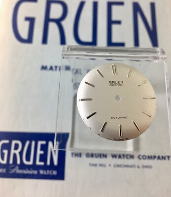 Vintage Gruen Autowind watch dial silver markers 29.6mm 1950/60s New Old Stock