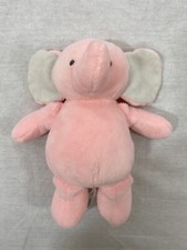 Carters Just One You Pink White Plush Elephant Rattles Crinkle Ears 9" Sewn Eyes