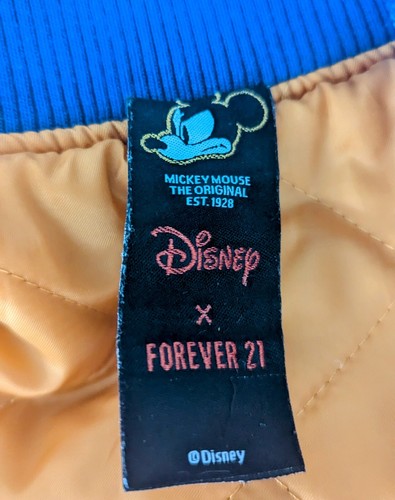 Forever 21 x Disney Yellow Varsity Bomber Jacket (Ladies Medium) Mickey Mouse - Picture 12 of 14