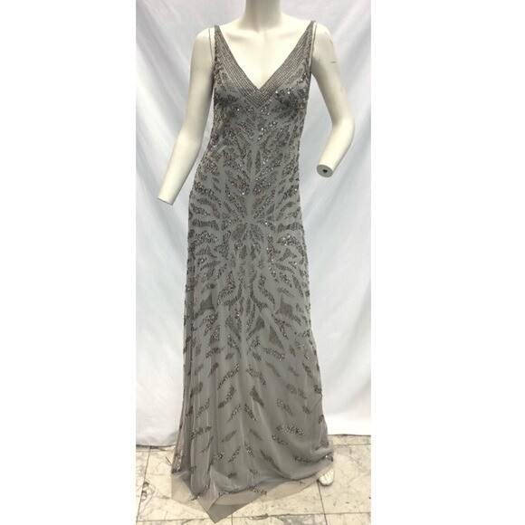 white beaded long prom dress Primavera Couture 4519 Prom Dress - Nude/Gold