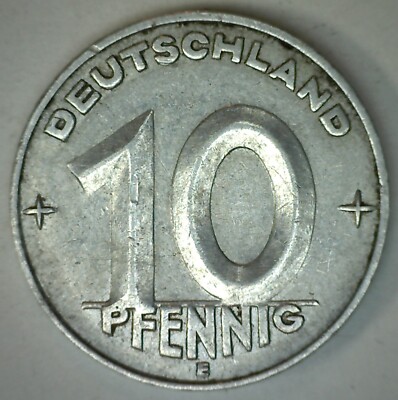 1952 E Germany-Democratic Republic 10 Pfennig XF Aluminum World Coin Extra Fine