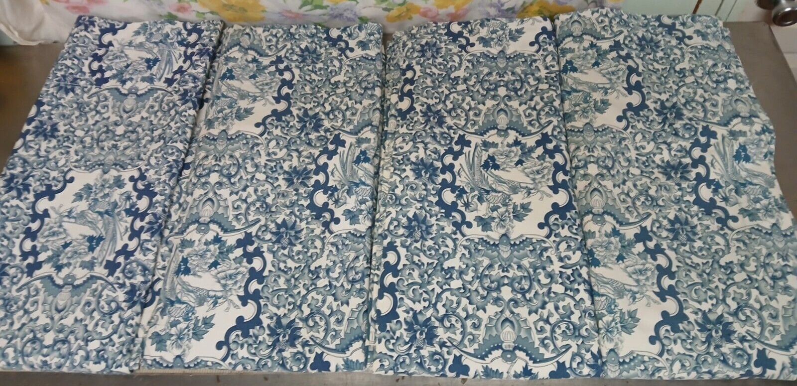 Ralph Lauren Tamarind-Porcelain Rod Pocket Drapes-Retired-4 Pairs Available