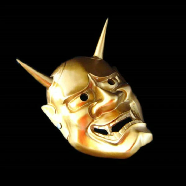 Gold Oni Noh Hannya Mask Devil Evil Helmet Samurai Mask Demon Mask HalloweenProp - Image 2 of 2