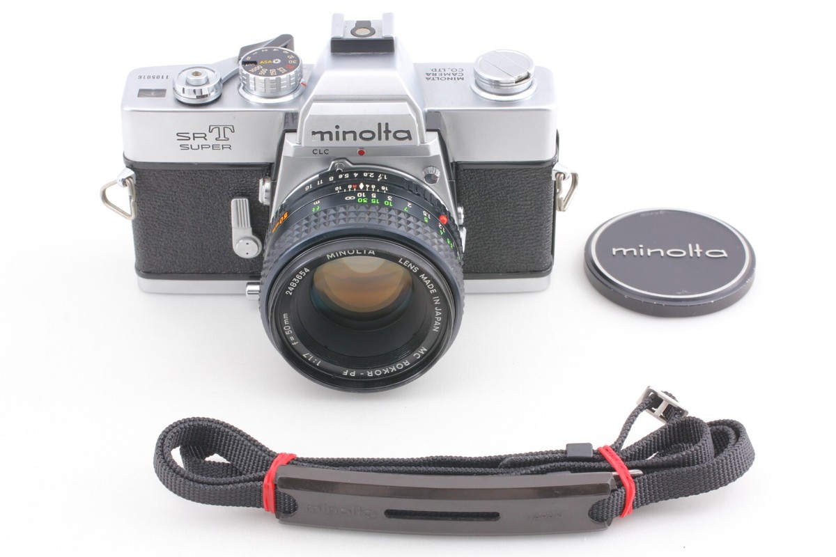 フィルムカメラ minolta SRT SUPER+MC ROKKOR-PF 50mm F1.7 EXCELLENT+++++ w/Strap] Minolta SRT Super SLR + MC Rokkor-PF