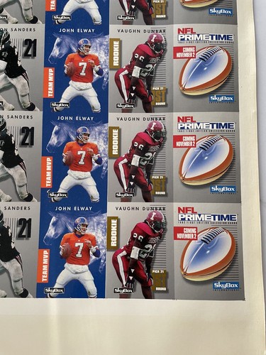 1992 Skybox Primetime NFL Uncut Sheet National Convention (3500 made) ELWAY/RICE - Picture 5 of 7