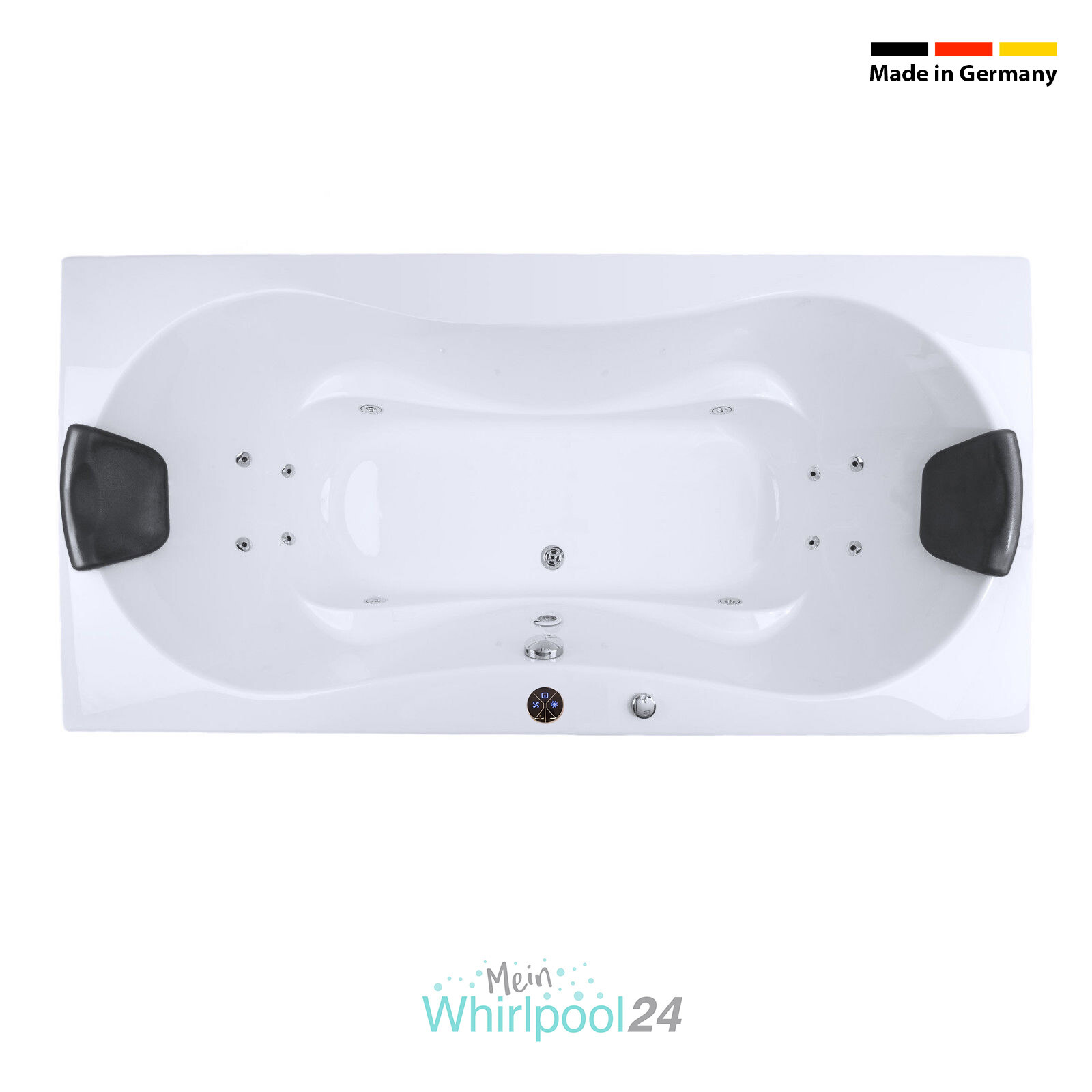 Whirlpool Badewanne Rechteck - Fehmarn Klassik | 2 Personen, Whirlwanne NEU